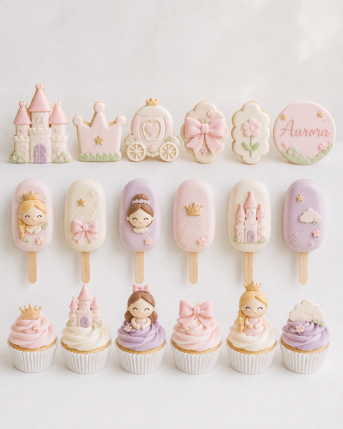 Coleção de doces artísticos em tons pastel